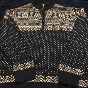 Boys LL Bean Snowflake Pullover Sweater w/ zipper